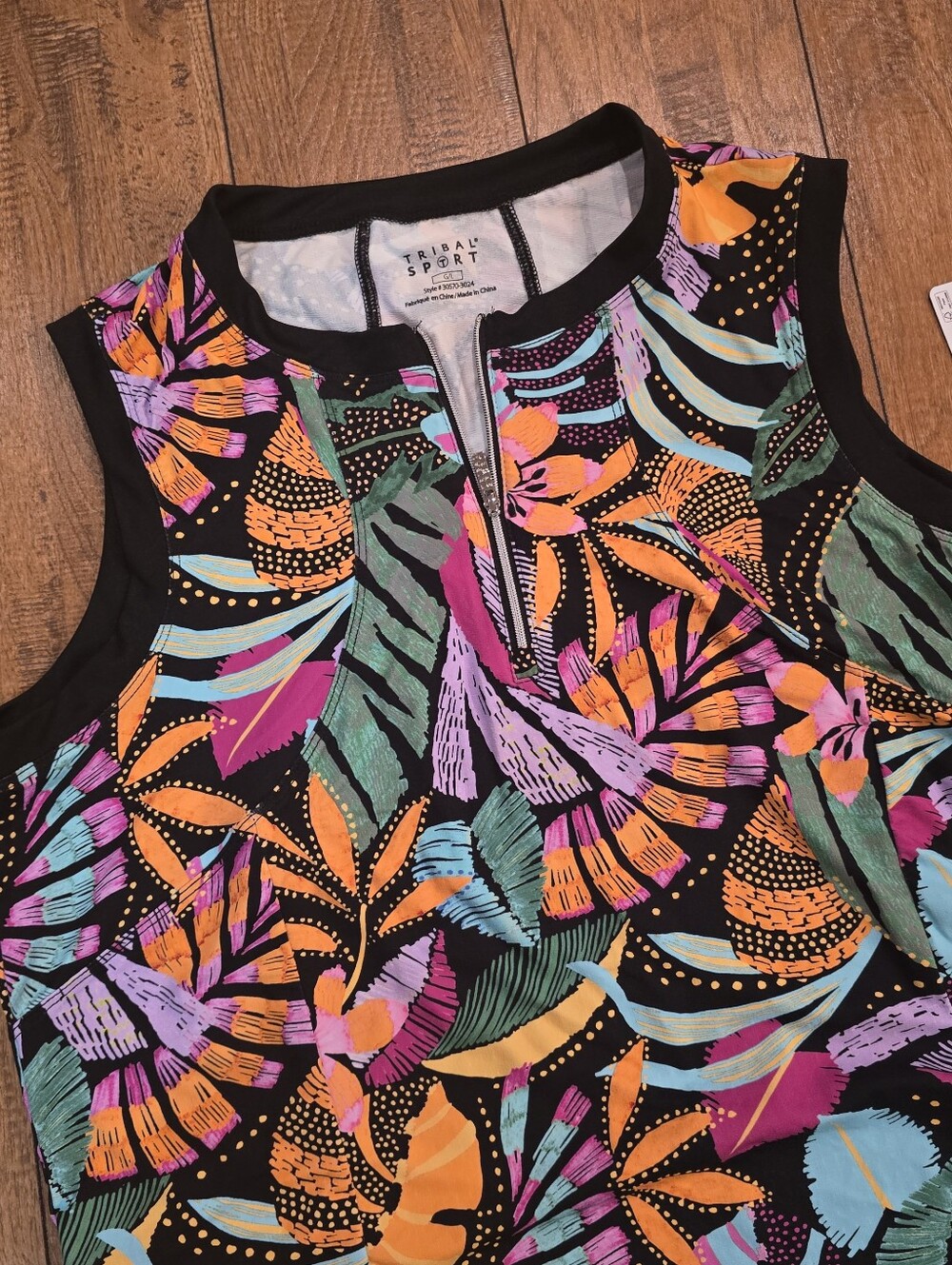 Tribal Tropical Sleeveless Sport dress & Black Shorts Set - Picture 3 of 3